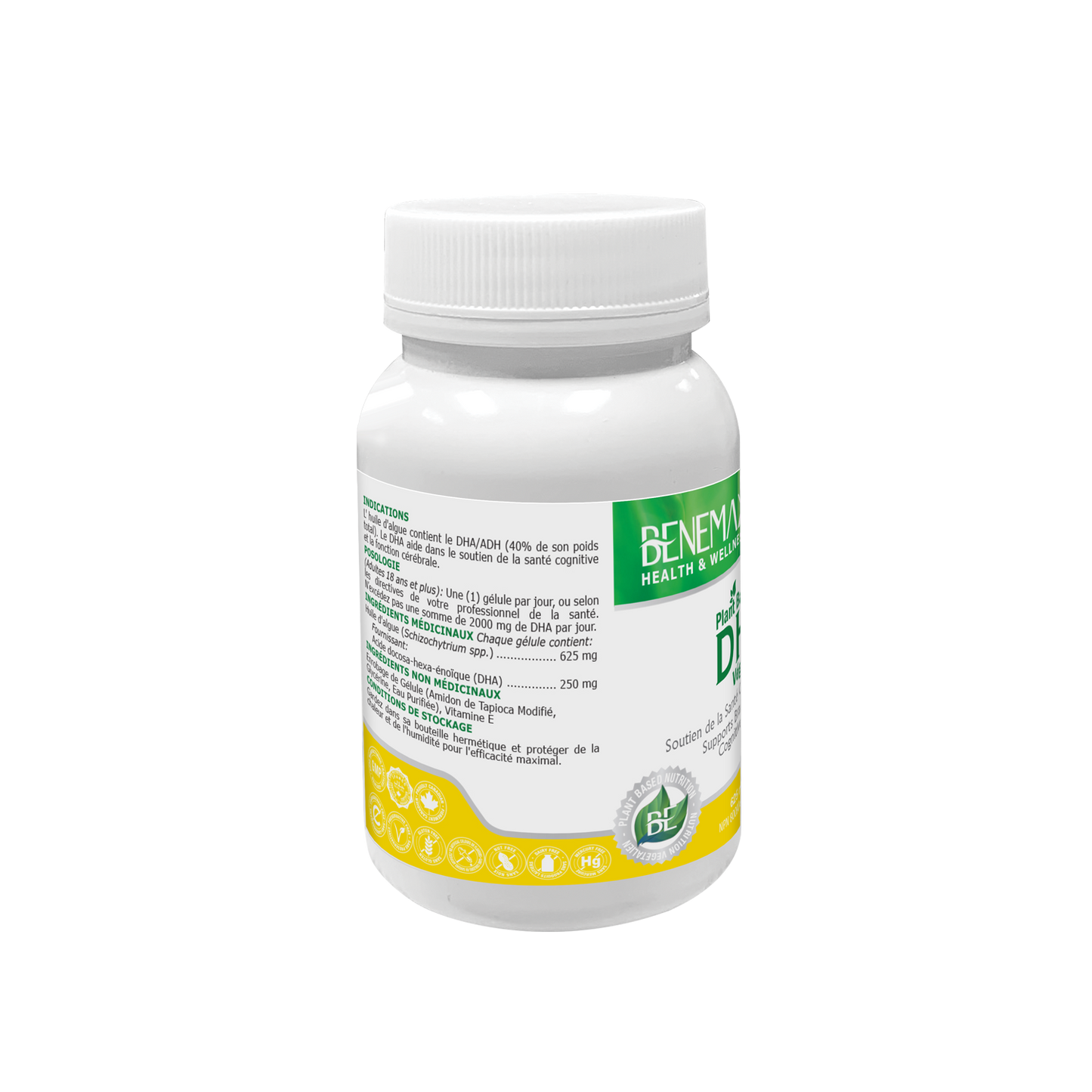 DHA Algae Oil (Schizochytrium spp.). 625 mg French