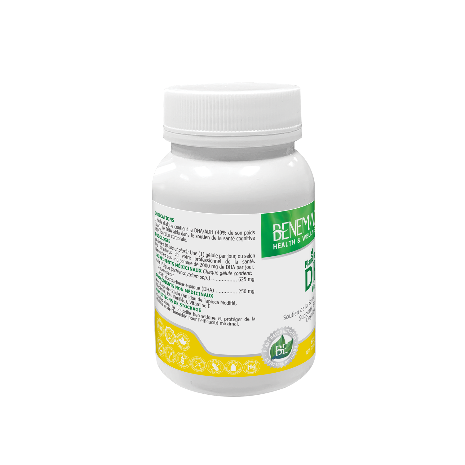 DHA Algae Oil (Schizochytrium spp.). 625 mg French