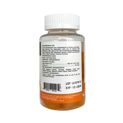 Vitamin D3+K2  60 Plant-Based Gummies - 1000IU per serving!