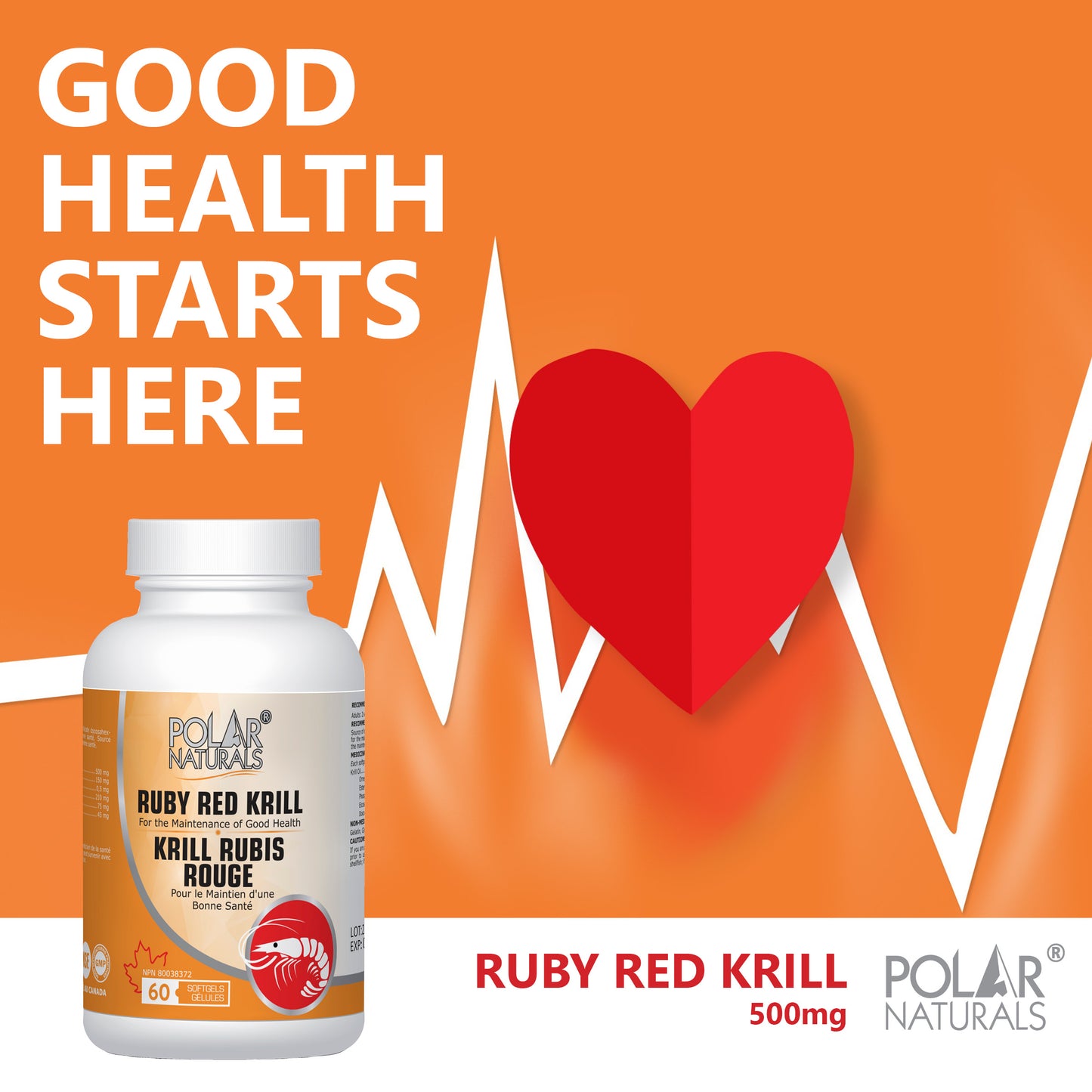 Polar Naturals Ruby Red Krill 60 Softgels