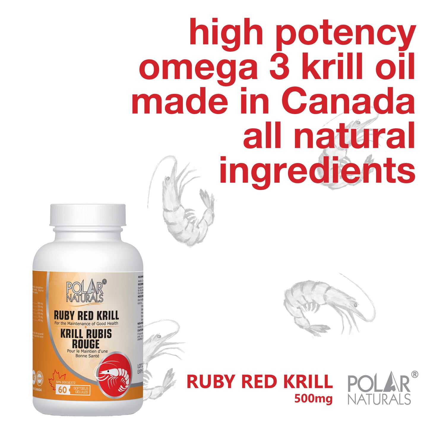 Polar Naturals Ruby Red Krill 60 Softgels