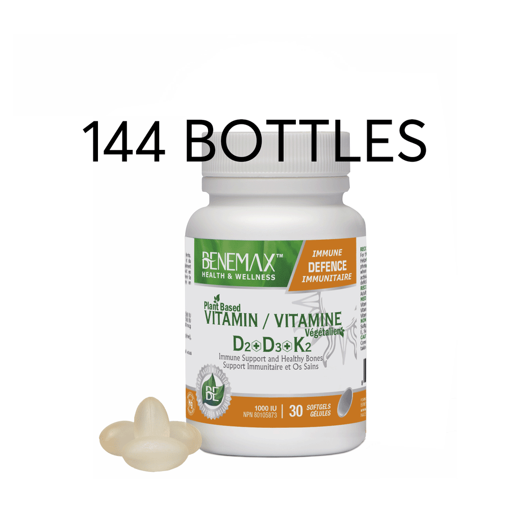 Complete Vitamin D + K2  144bottles x 30 x 1000IU Plant-Based Softgels