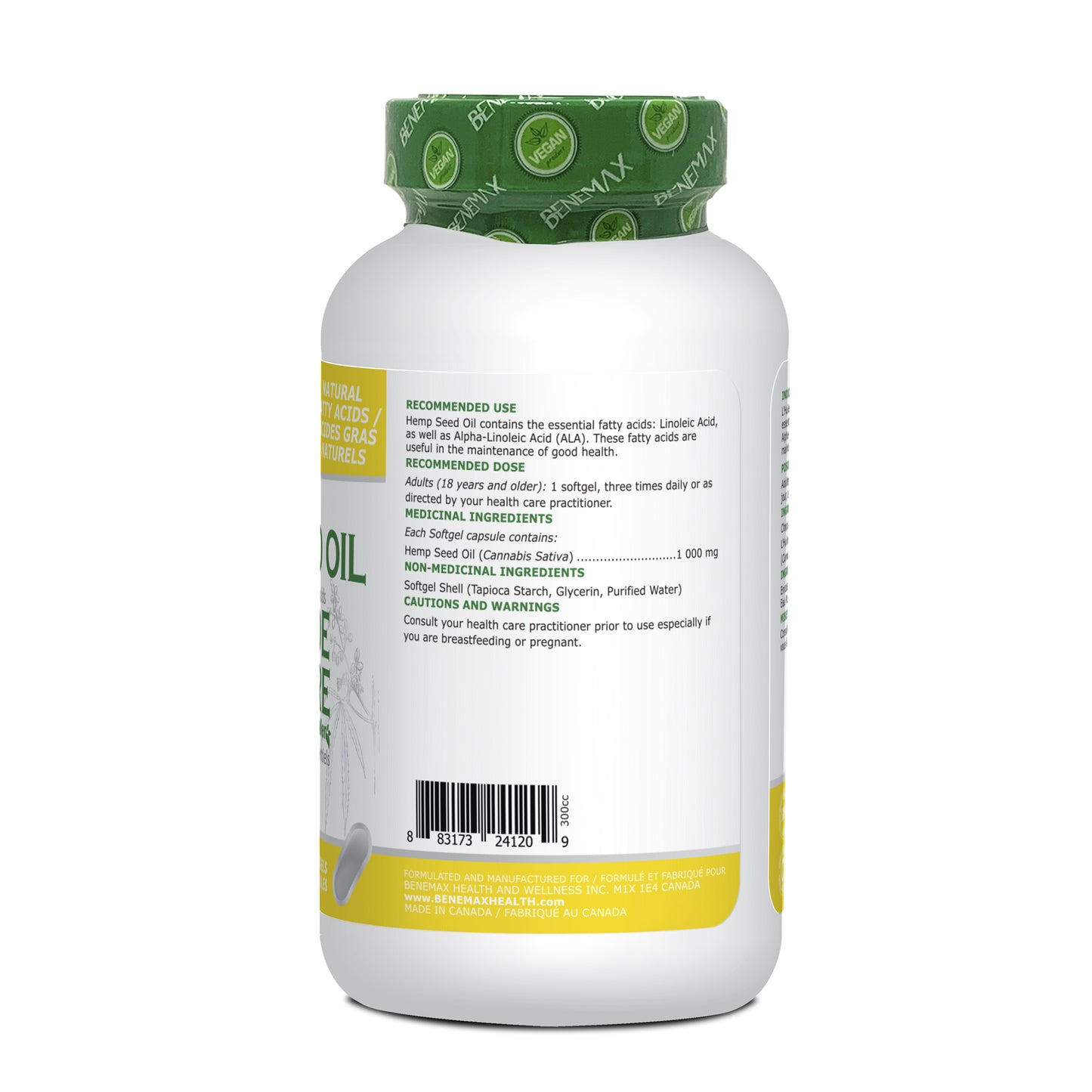 Hemp seed oil English ingredient 1000mg