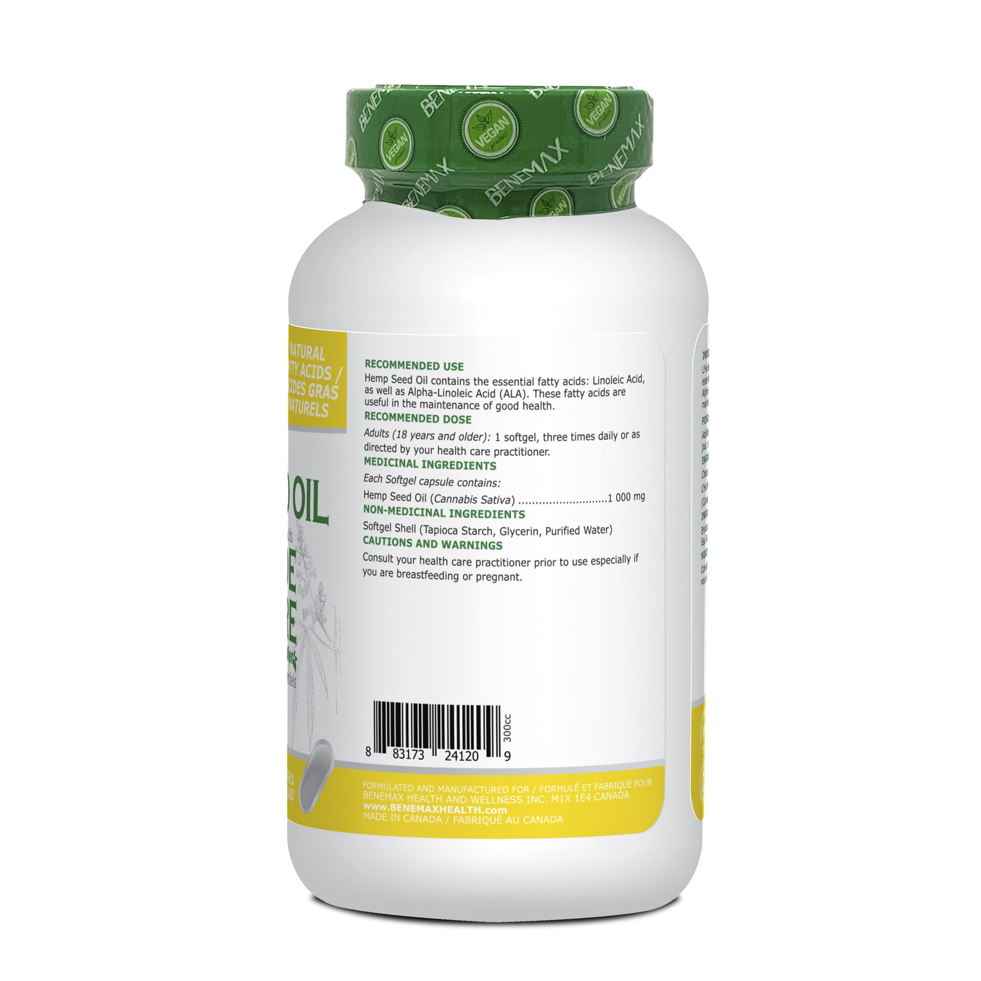 Hemp seed oil English ingredient 1000mg