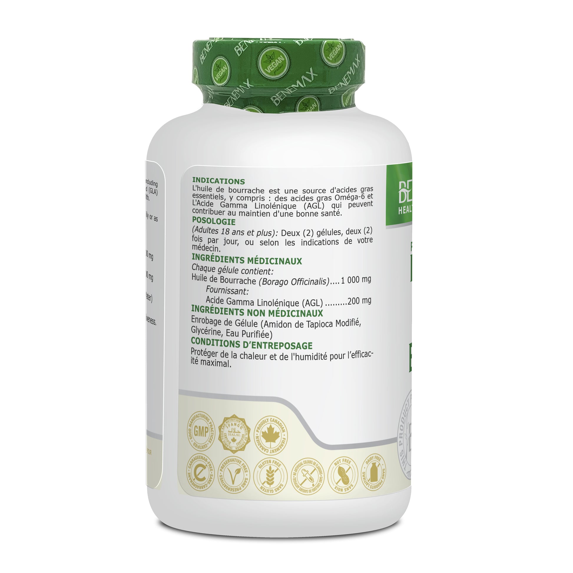 Benemax Borage Oil French Ingredients