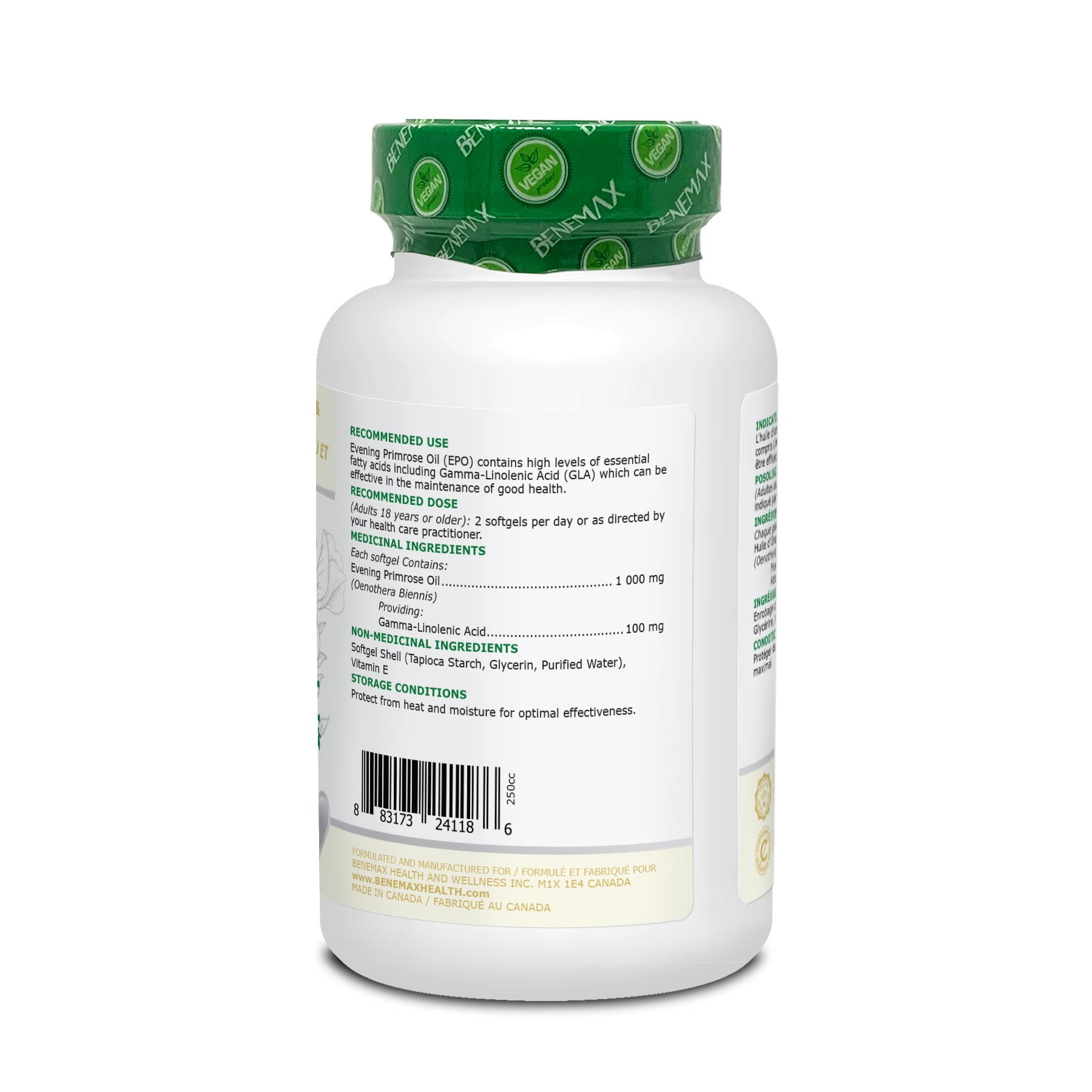 Benemax Evening Primrose Oil English Ingredients